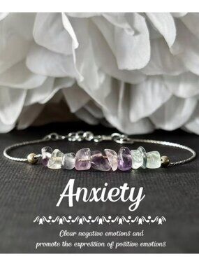 Rainbow Fluorite Anxiety Bracelet Reduce Stress Calm Emotions Clears Negativity